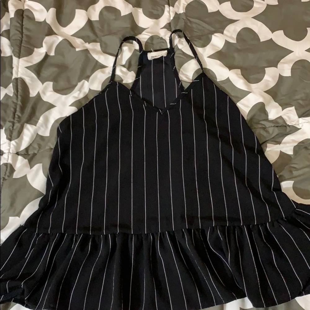 Black with white stripes loose tank top